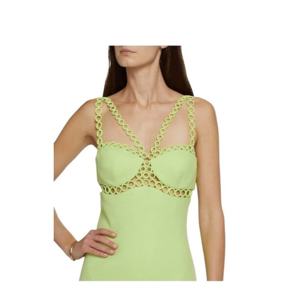 Johnathan Simkhai Sevilla Lime Green Crochet-Trim Midi Dress NWT SZ 6 - Picture 5 of 12